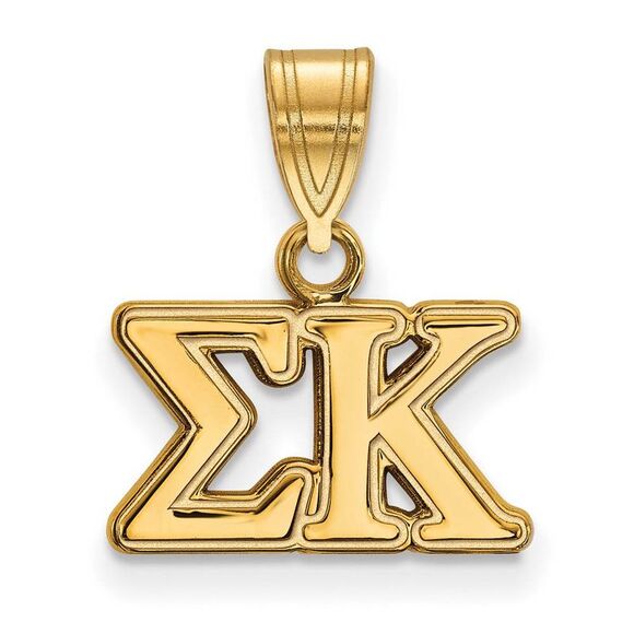 14K Plated Silver Sigma Kappa Medium Greek Letters Pendant - Picture 1 of 3